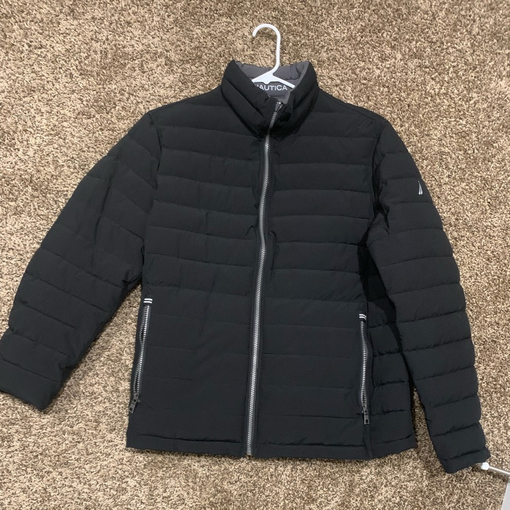 Nautica 2in1 Reversible Puffer Jacket Medium Black and Grey